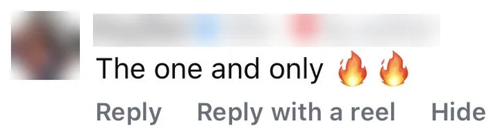 Instagram comment from an OxyShred customer