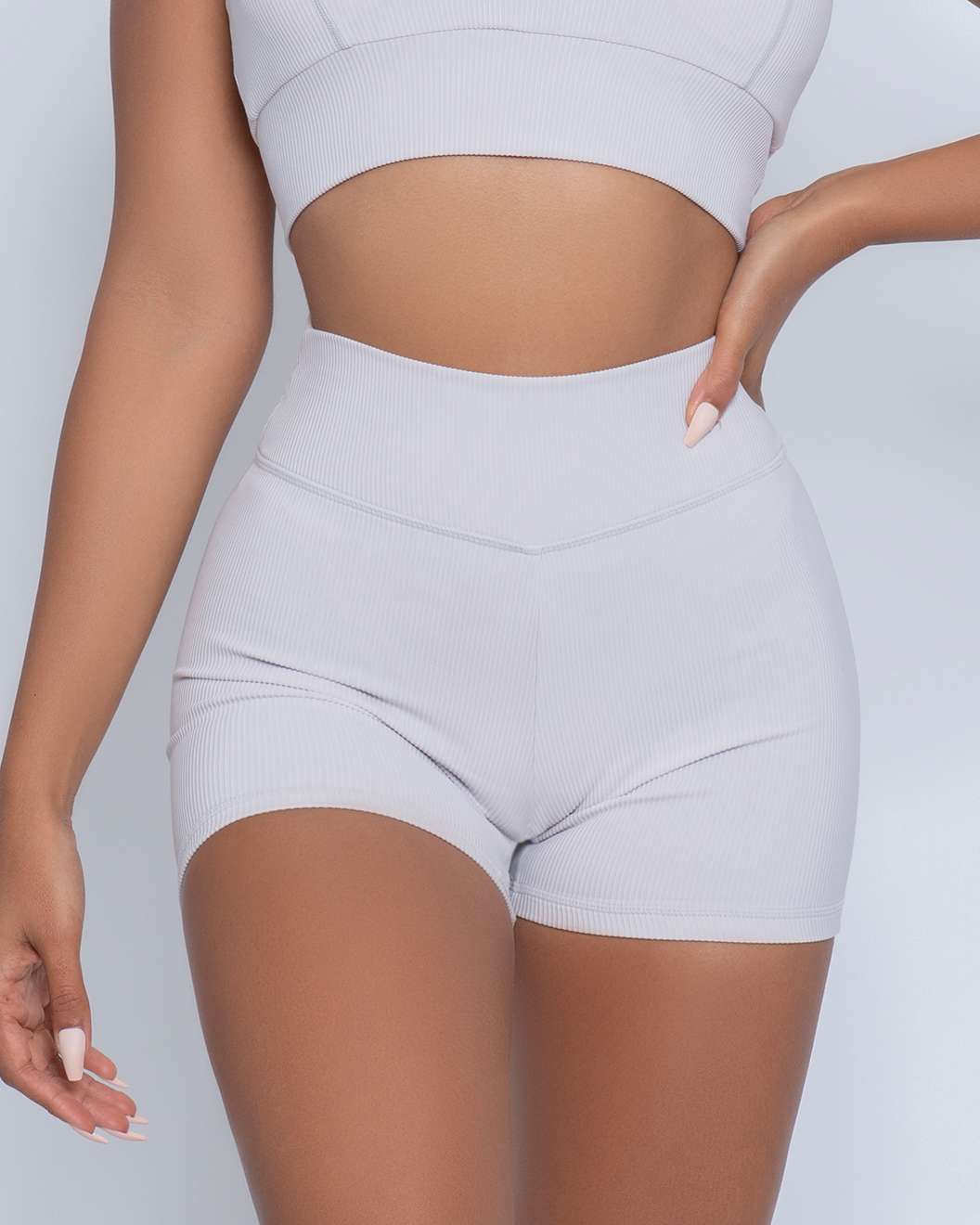 Luxe Ribbed Scrunch Short | DOVE GRAY | WBK x EHP